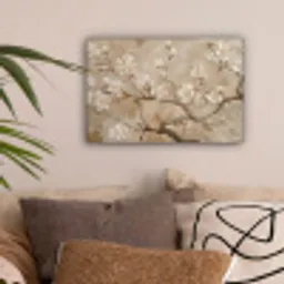 Bloemen - Modern - Beige - Wit - Bloesem canvas 2cm klein -sfeer1