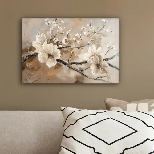 Bloemen - Natuur - Wit - Bloesem - Abstract canvas 2cm klein -sfeer3