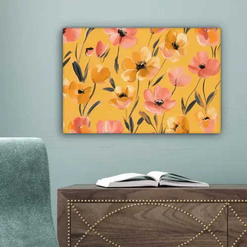 Bloemen - Geschilderd - Geel canvas 2cm klein -sfeer4