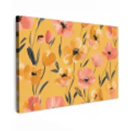 Bloemen - Geschilderd - Geel canvas 2cm klein -z3d