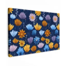 Bloemen - Patroon - Blauw - Contrast canvas 2cm klein -z3d