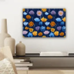 Bloemen - Patroon - Blauw - Contrast canvas 2cm klein -sfeer6