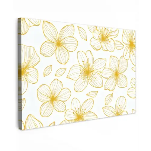 Bloemen - Patroon - Illustratie - Geel canvas 2cm klein -z3d