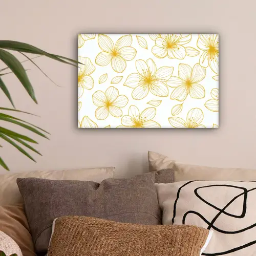 Bloemen - Patroon - Illustratie - Geel canvas 2cm klein -sfeer1