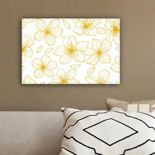 Bloemen - Patroon - Illustratie - Geel canvas 2cm klein -sfeer3
