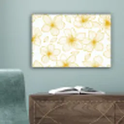 Bloemen - Patroon - Illustratie - Geel canvas 2cm klein -sfeer4
