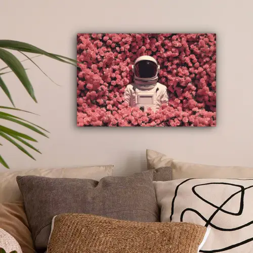 Bloemen - Roze - Astronaut canvas 2cm klein -sfeer1