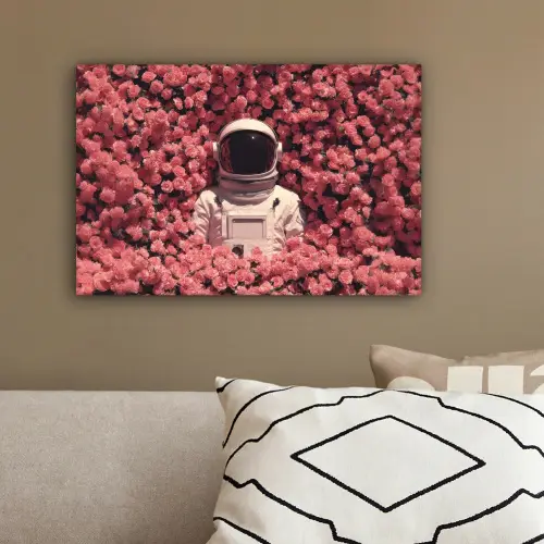 Bloemen - Roze - Astronaut canvas 2cm klein -sfeer3