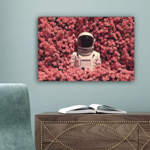 Bloemen - Roze - Astronaut canvas 2cm klein -sfeer4