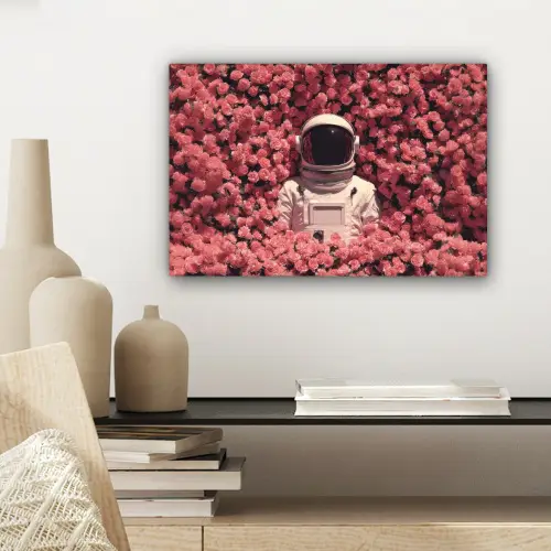 Bloemen - Roze - Astronaut canvas 2cm klein -sfeer6