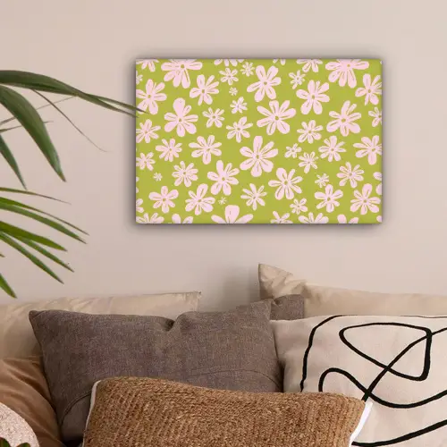 Bloemen - Roze - Getekend - Patroon canvas 2cm klein -sfeer1