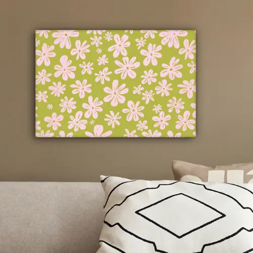 Bloemen - Roze - Getekend - Patroon canvas 2cm klein -sfeer3