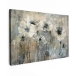 Bloemen - Planten - Grijs - Abstract canvas 2cm klein -z3d