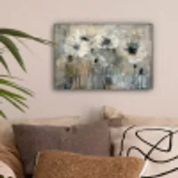 Bloemen - Planten - Grijs - Abstract canvas 2cm klein -sfeer1