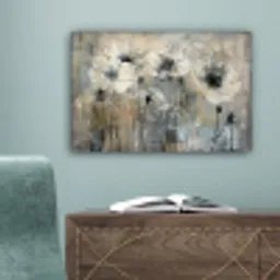 Bloemen - Planten - Grijs - Abstract canvas 2cm klein -sfeer4
