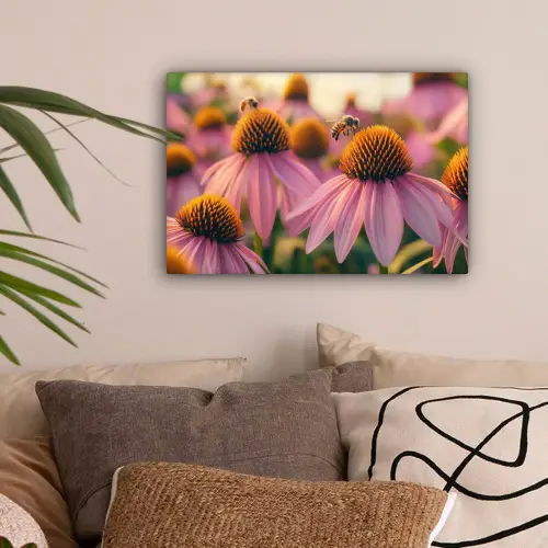 Bloemen - Paars - Bijen canvas 2cm klein -sfeer1
