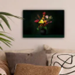 Bloemen - Vaas - Zwart canvas 2cm klein -sfeer1