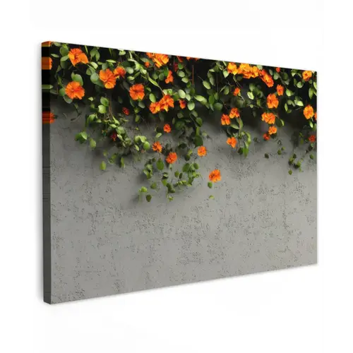 Bloemen - Muur - Oranje canvas 2cm klein -z3d