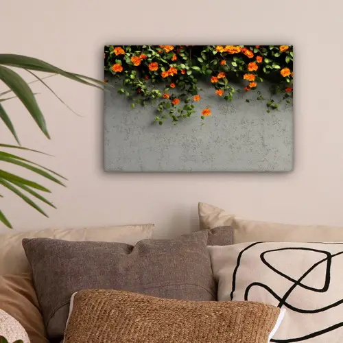 Bloemen - Muur - Oranje canvas 2cm klein -sfeer1