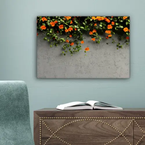 Bloemen - Muur - Oranje canvas 2cm klein -sfeer4