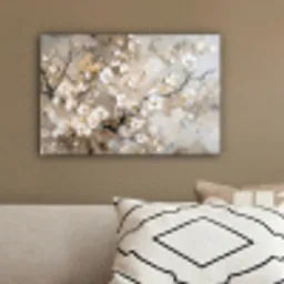 Bloemen - Wit - Goud - Beige  - Luxe canvas 2cm klein -sfeer3