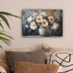 Bloemen - Wit - Vaas - Modern canvas 2cm klein -sfeer1