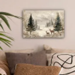 Bos - Herten - Winter - Sneeuw canvas 2cm klein -sfeer1