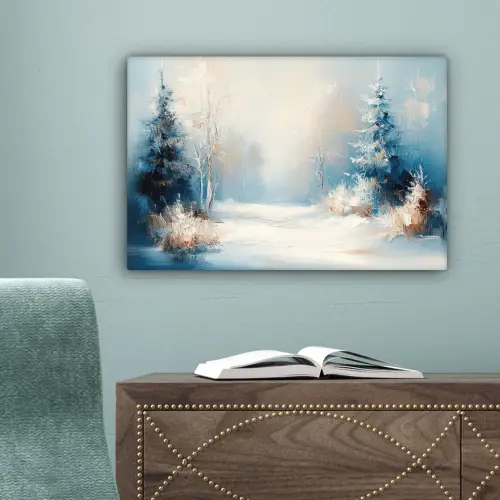 Bos - Winter - Natuur - Abstract - Sneeuw canvas 2cm klein -sfeer4