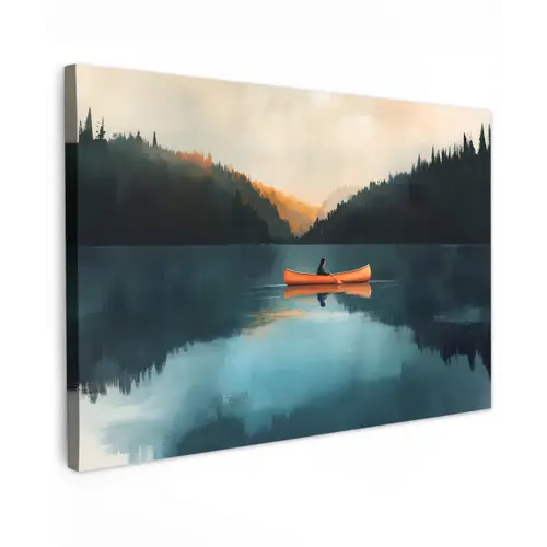 Bossen - Meer - Kano - Oranje canvas 2cm klein -z3d