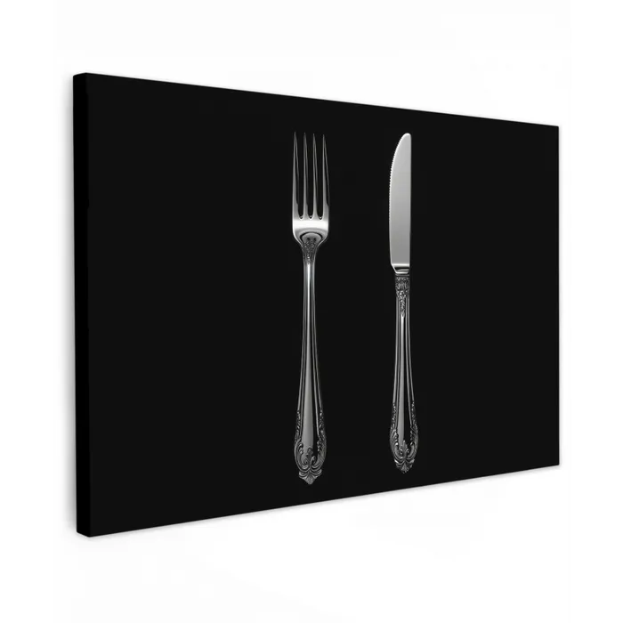 Vork - Mes - Zilver canvas 2cm klein -z3d
