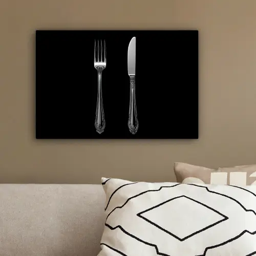 Vork - Mes - Zilver canvas 2cm klein -sfeer3