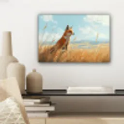 Vos - Gras - Wolken - Oranje canvas 2cm klein -sfeer6