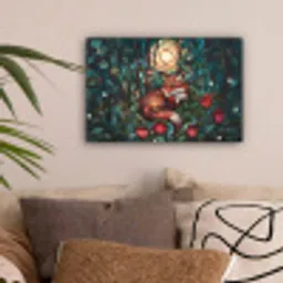 Vos - Mozaïek - Bos - Maan canvas 2cm klein -sfeer1