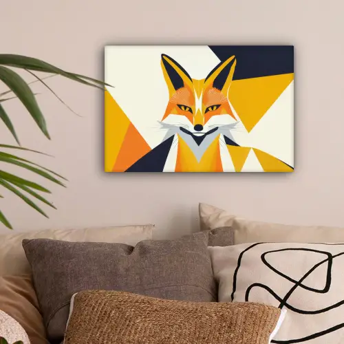 Vos - Oranje - Abstract - Driehoeken canvas 2cm klein -sfeer1