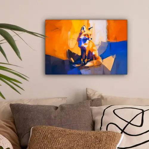 Vos - Oranje - Vormen - Abstract canvas 2cm klein -sfeer1