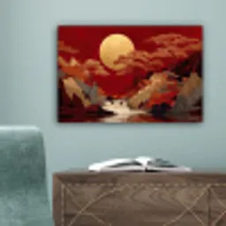 Volle maan - Landschap - Waterval canvas 2cm klein -sfeer4