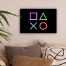 Gaming - Neon - Console - Zwart - Controller - Gamen canvas 2cm klein -sfeer1