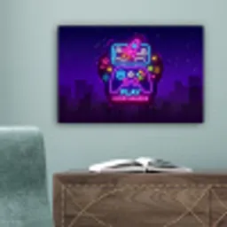 Gaming - Neon - Play - Blauw - Nacht - Controller canvas 2cm klein -sfeer4