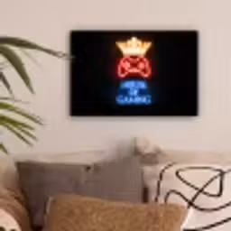 Gaming quotes - Neon - House of gaming - Kroon - Tekst canvas 2cm klein -sfeer1
