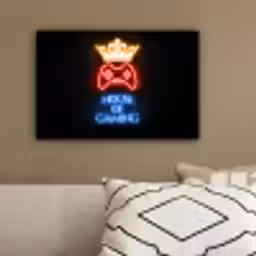 Gaming quotes - Neon - House of gaming - Kroon - Tekst canvas 2cm klein -sfeer3