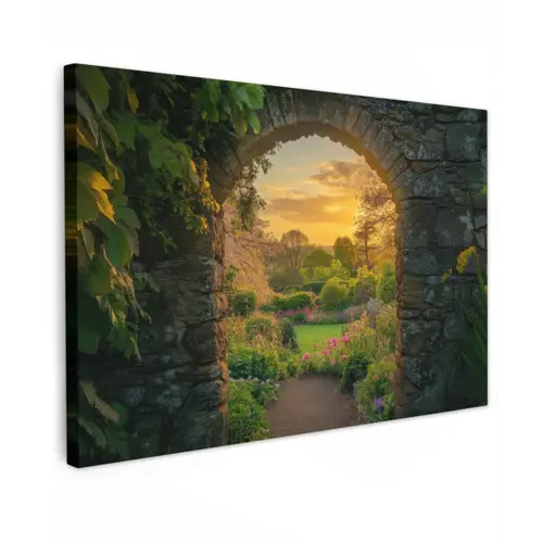 Poort - Planten - Zonsondergang canvas 2cm klein -z3d