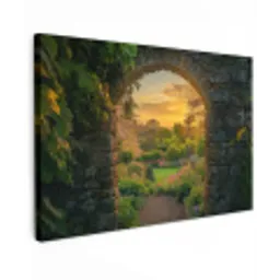 Poort - Planten - Zonsondergang canvas 2cm klein -z3d