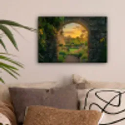 Poort - Planten - Zonsondergang canvas 2cm klein -sfeer1