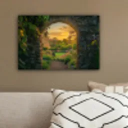 Poort - Planten - Zonsondergang canvas 2cm klein -sfeer3