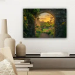 Poort - Planten - Zonsondergang canvas 2cm klein -sfeer6