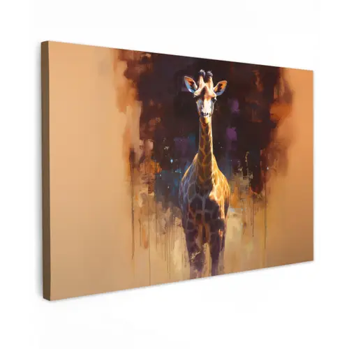 Giraf - Bruin - Abstract - Geschilderd canvas 2cm klein -z3d