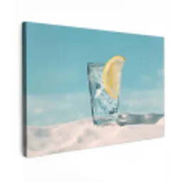 Glas - ijsblokjes - Citroen canvas 2cm klein -z3d