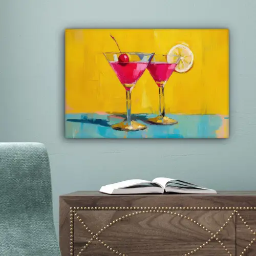 Glazen - Cocktail - Citroen - Kers canvas 2cm klein -sfeer4