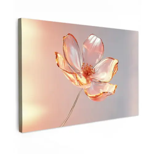 Glazen - Bloem - Roze canvas 2cm klein -z3d