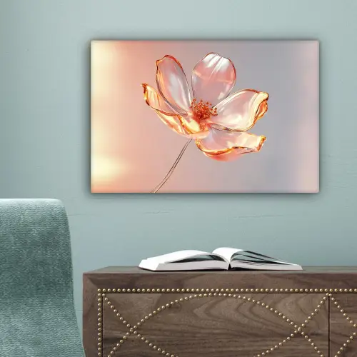 Glazen - Bloem - Roze canvas 2cm klein -sfeer4